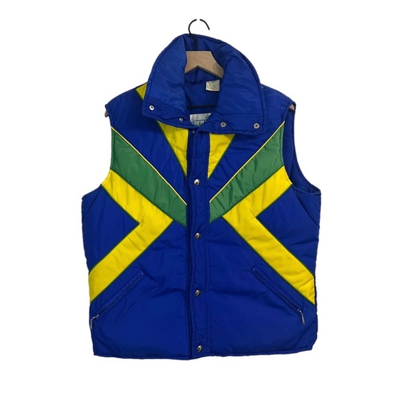 Skitique Vintage 80's Slope Grey Duck Down Ski Puffer Winter Vest Size Large - Picture 1 of 7